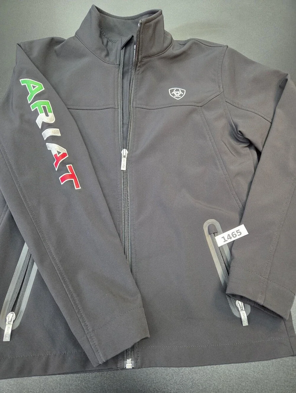 Ariat Team Softshell Mexico Jacket Youth Large (12) Black Full Zip Fleece Lined